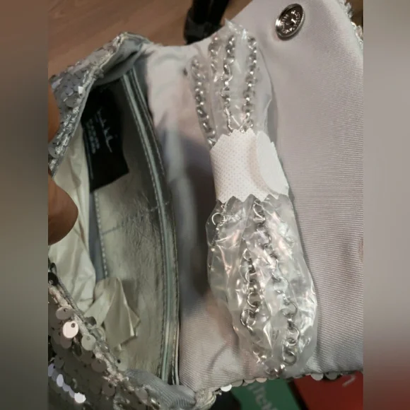 SOLD NWT Nicole Miller Sequin Small Clutch Crossbody Purse Bag - Picture 6 of 7